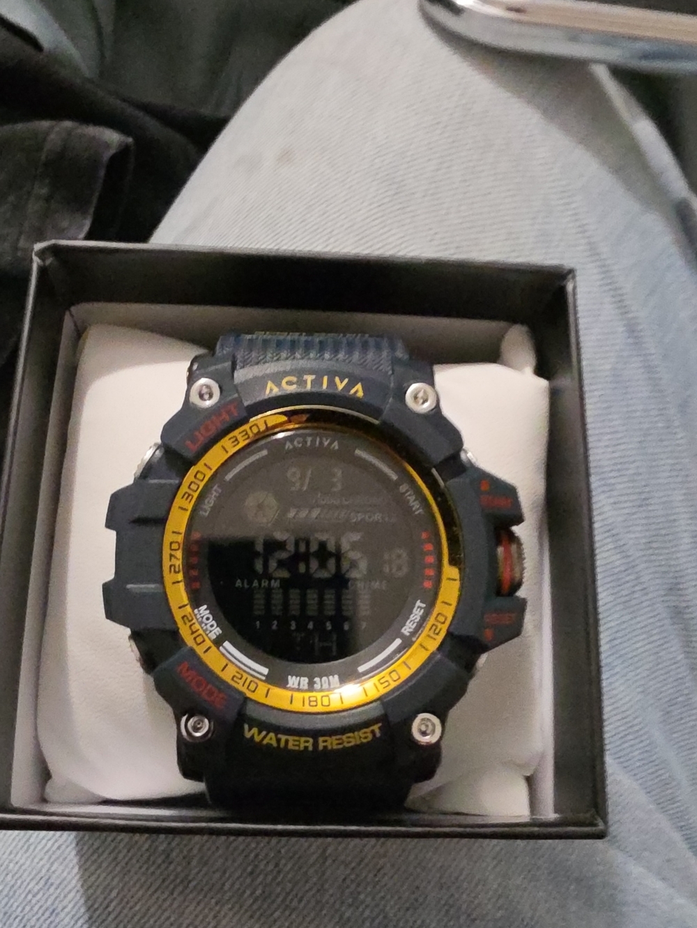 Activa Navy Blue Watch with Gold Bezel Digital Sports Timepiece